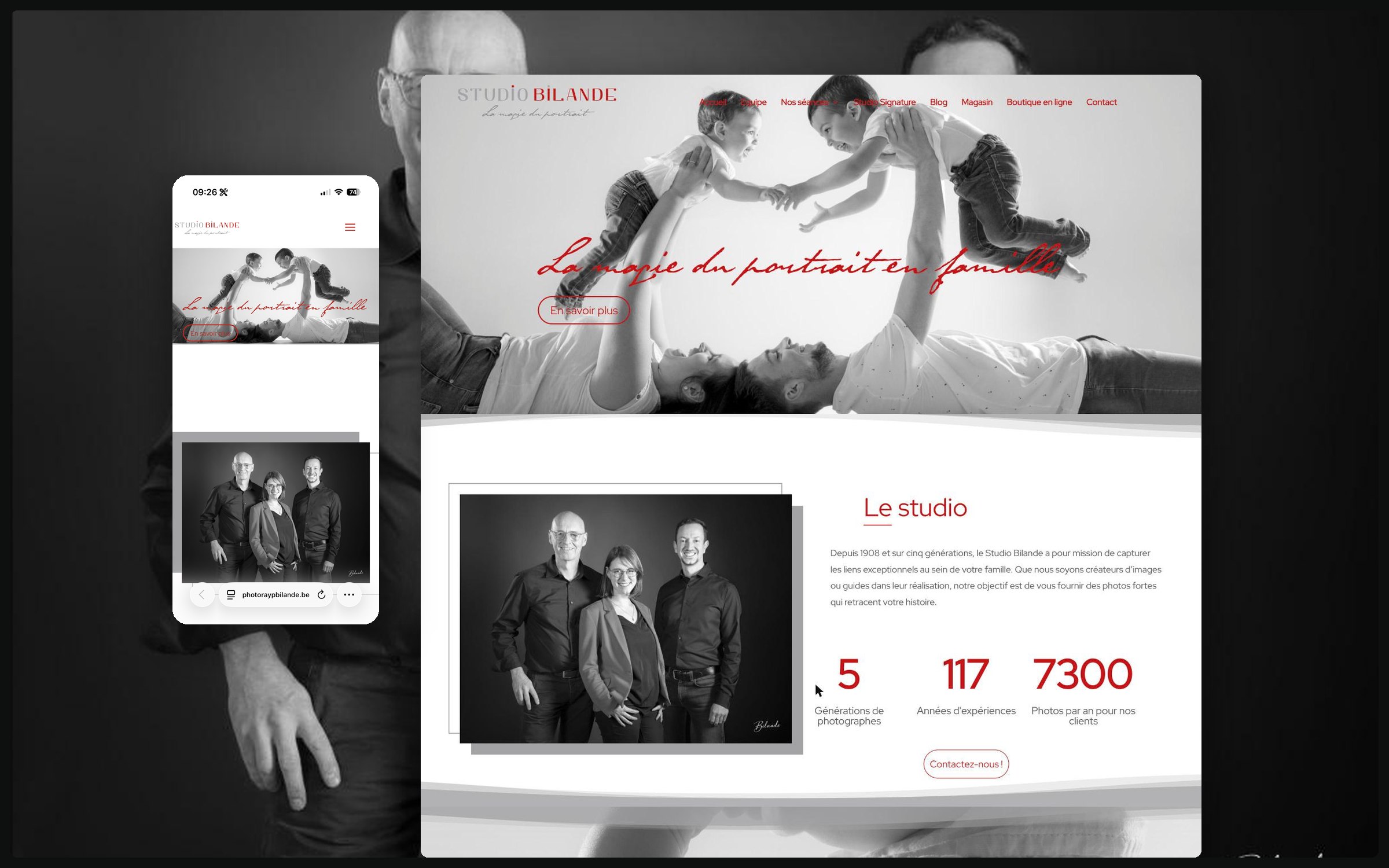 Studio Bilande — aperçu du site sur ordinateur et mobile